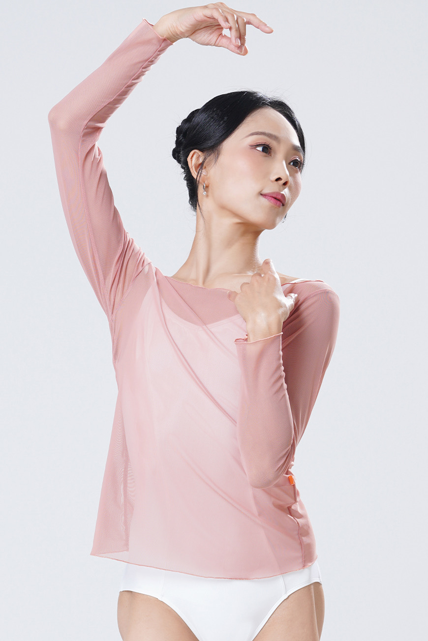 Elastic mesh Warm up tops-2502-1